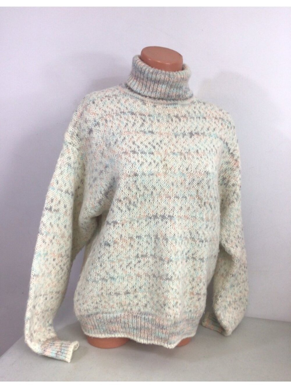 Vintage Calico Turtleneck Sweater Womens Large